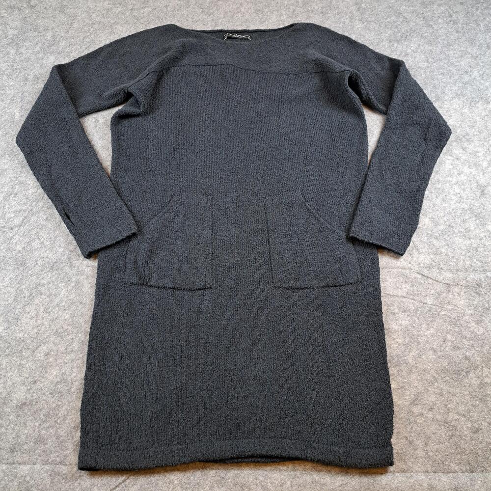 Peruvian Connection Dress Women M/L Charcoal Gray Pima Cotton Knit Pockets Tunic